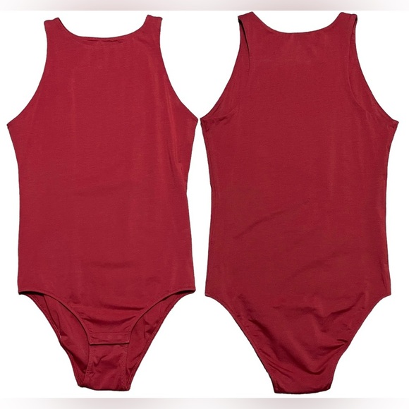 Everlane Supima Cotton High Neck Sleeveless Rust Bodysuit Sz S - Picture 7 of 11